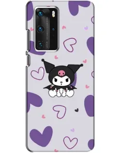 Чохол для Huawei P40 Pro з картинкою «Kuromi та лавандові серця»