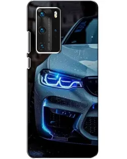 Чохол для Huawei P40 Pro з картинкою «Погляд BMW з синіми фарами»