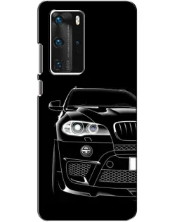 Чехол для Huawei P40 Pro с картинкой «Темный силуэт BMW»