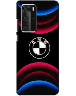 Чехол для Huawei P40 Pro с картинкой «Логотип BMW и неоновые дуги»