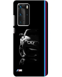 Чехол для Huawei P40 Pro с картинкой «Силуэт BMW в темноте»