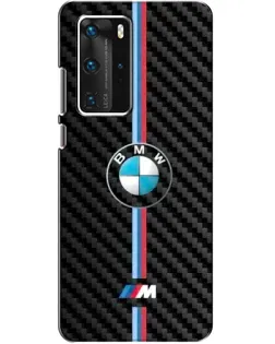 Чехол для Huawei P40 Pro с картинкой «Эмблема BMW и карбон»