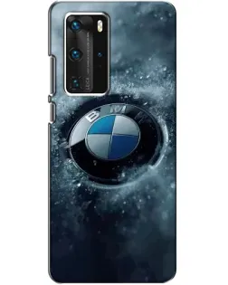 Чехол для Huawei P40 Pro с картинкой «Логотип BMW — лед»