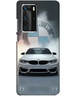 Чехол для Huawei P40 Pro с картинкой «BMW в белом дыму»