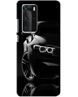 Чехол для Huawei P40 Pro с картинкой «Черная BMW — профиль»