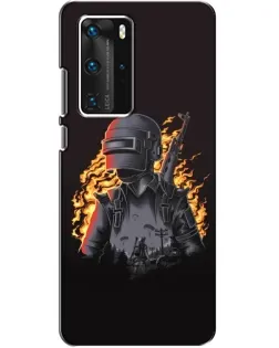 Чехол для Huawei P40 Pro с картинкой «PUBG — огненный силуэт»