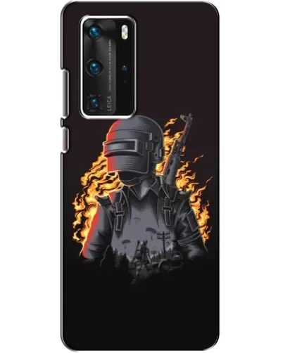 Чехол для Huawei P40 Pro с картинкой «PUBG — огненный силуэт»