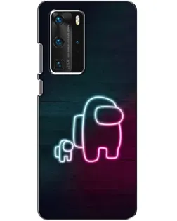 Чехол для Huawei P40 Pro с картинкой «Among Us неон-арт»