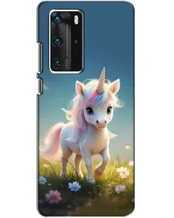 Чехол для Huawei P40 Pro с картинкой «Единорог на поляне»