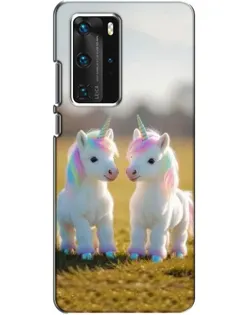 Чехол для Huawei P40 Pro с картинкой «Пара единорогов»