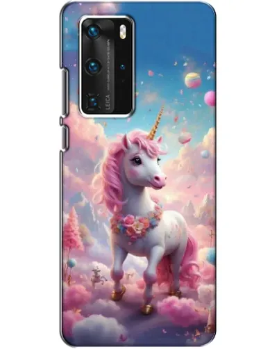 Чехол для Huawei P40 Pro с картинкой «Единорог среди облаков»