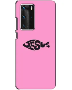 Чехол для Huawei P40 Pro с картинкой «Розовый символ  Jesus»