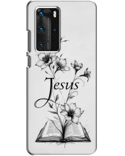 Чехол для Huawei P40 Pro с картинкой «Цветы и Библия»