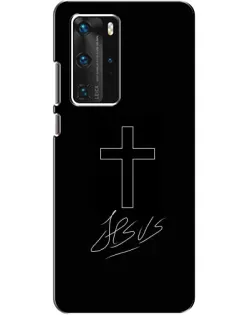 Чехол для Huawei P40 Pro с картинкой «Графический крест Jesus»