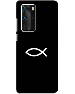Чехол для Huawei P40 Pro с картинкой «Символ рыбы Jesus»