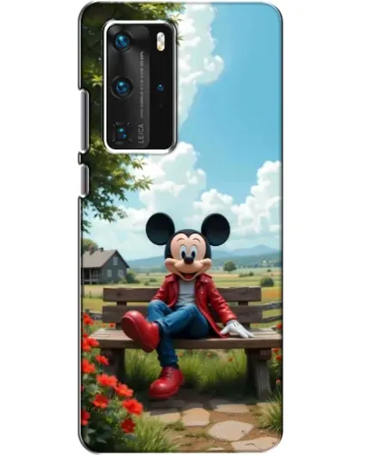 Чехол для Huawei P40 Pro с картинкой «Микки на скамейке»