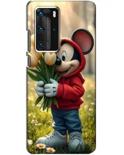 Чехол для Huawei P40 Pro с картинкой «Микки с тюльпанами»