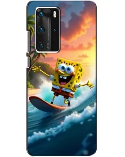 Чехол для Huawei P40 Pro с картинкой «Губка Боб серфингист»