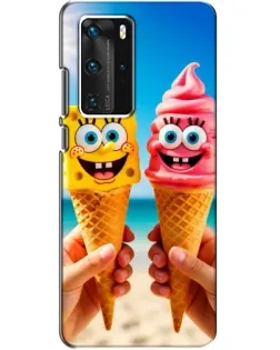Чехол для Huawei P40 Pro с картинкой «Спанч Боб мороженое»