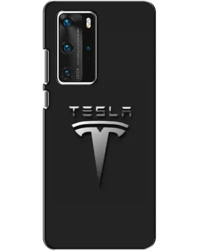 Чехол для Huawei P40 Pro с картинкой «Стальной логотип Tesla»
