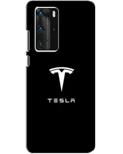 Чехол для Huawei P40 Pro с картинкой «Tesla White Logo»