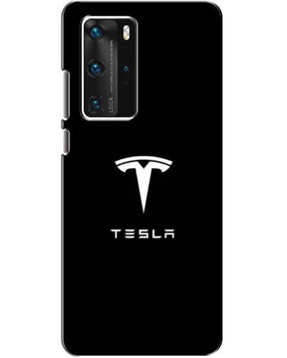 Чехол для Huawei P40 Pro с картинкой «Tesla White Logo»