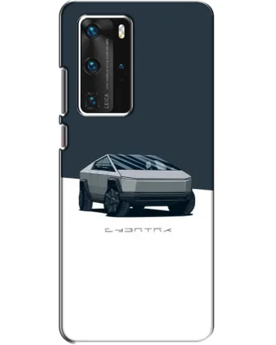 Чехол для Huawei P40 Pro с картинкой «Серебристый Cybertruck Tesla»