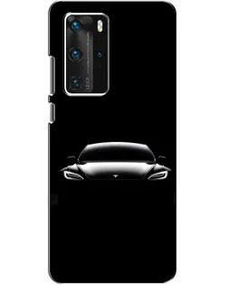 Чехол для Huawei P40 Pro с картинкой «Фары Tesla Night»