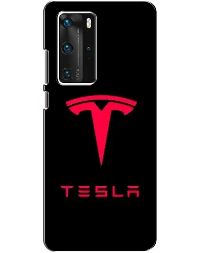 Чехол для Huawei P40 Pro с картинкой «Tesla Red Logo»