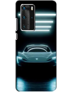 Чехол для Huawei P40 Pro с картинкой «Tesla в неоне»