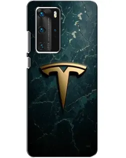 Чехол для Huawei P40 Pro с картинкой «Мраморная Tesla Gold»