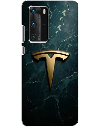 Чехол для Huawei P40 Pro с картинкой «Мраморная Tesla Gold»