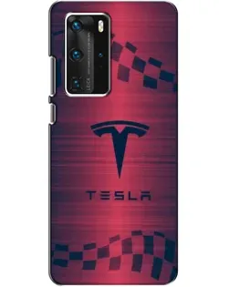 Чехол для Huawei P40 Pro с картинкой «Тесла красный карбон»