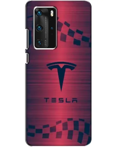 Чехол для Huawei P40 Pro с картинкой «Тесла красный карбон»