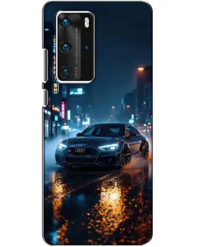 Чехол для Huawei P40 Pro с картинкой «Ночной город и Audi»