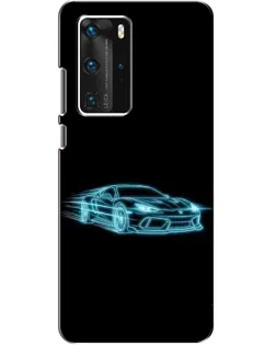 Чехол для Huawei P40 Pro с картинкой «Неоновый контур Lamborghini»