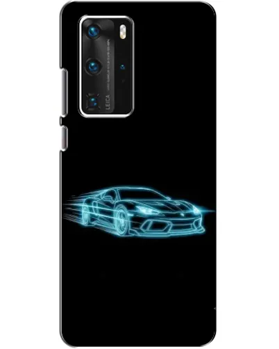 Чехол для Huawei P40 Pro с картинкой «Неоновый контур Lamborghini»
