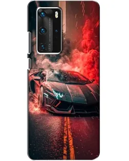 Чехол для Huawei P40 Pro с картинкой «Lamborghini красный дым»