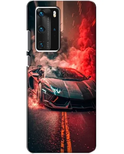 Чехол для Huawei P40 Pro с картинкой «Lamborghini красный дым»