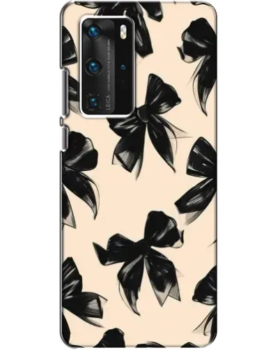 Чехол для Huawei P40 Pro с картинкой «Паттерн черные банты»