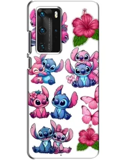 Чехол для Huawei P40 Pro с картинкой «Стикеры Stitch и Angel»