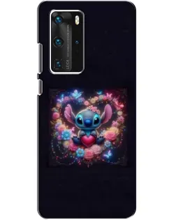Чехол для Huawei P40 Pro с картинкой «Stitch в цветах»
