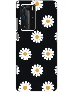 Чохол для Huawei P40 Pro з картинкою «Ромашки на чорному»