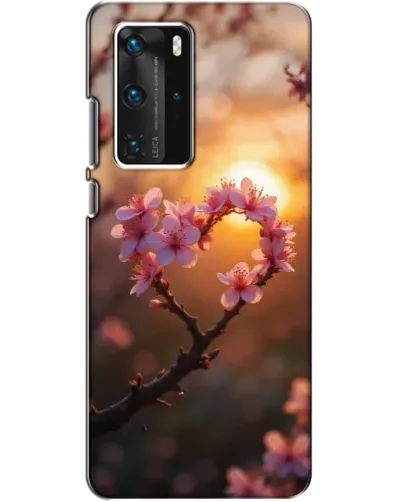Чехол для Huawei P40 Pro с картинкой «Розовый цвет сердце на фоне заката» Чехол для Huawei P40 Pro с картинкой «Розовый цвет сердце на фоне заката»
