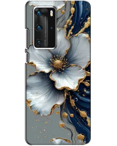 Чехол для Huawei P40 Pro с картинкой «Белый цветок и золотой флюид» Чехол для Huawei P40 Pro с картинкой «Белый цветок и золотой флюид»