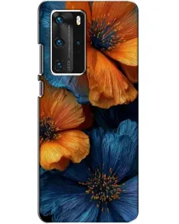 Чохол для Huawei P40 Pro з картинкою «Яскрава синьо-помаранчева флора»