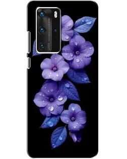 Чохол для Huawei P40 Pro з картинкою «Фіолетові квіти з росою»