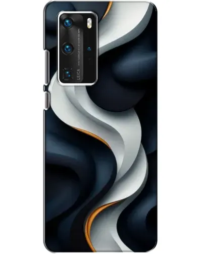 Чехол для Huawei P40 Pro с картинкой «Объемные черно-белые ленты» Чехол для Huawei P40 Pro с картинкой «Объемные черно-белые ленты»