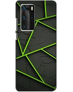 Чехол для Huawei P40 Pro с картинкой «Зеленые геометрические линии»