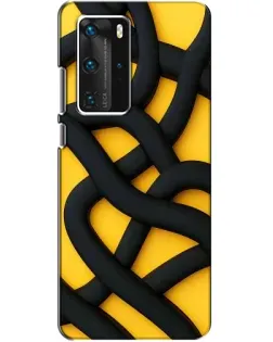 Чехол для Huawei P40 Pro с картинкой «Черное желтое переплетение»